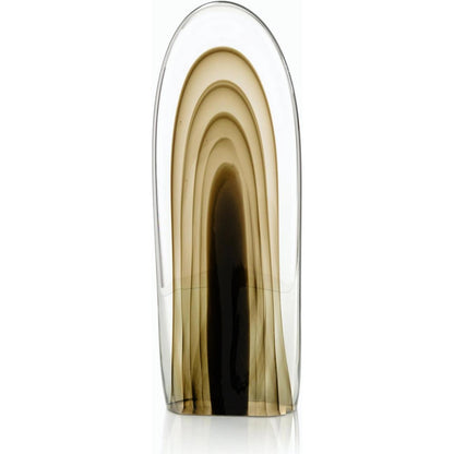 Rippled Brown Handblown Glass Sculpture by John-Richard. Made from unique in a modern style.
