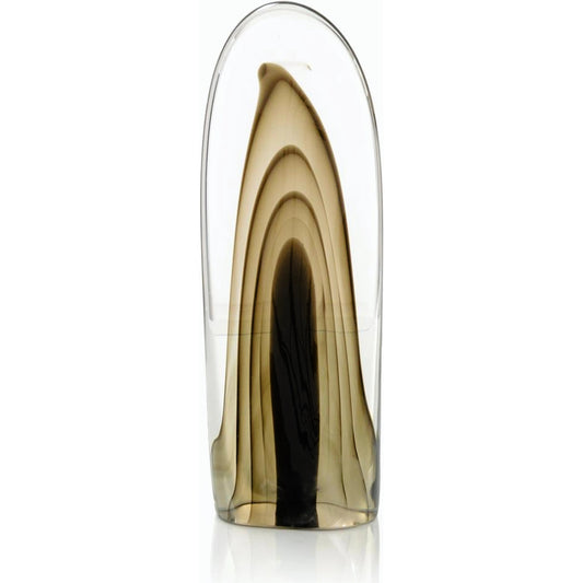 Rippled Brown Handblown Glass Sculpture by John-Richard. Made from unique in a modern style.