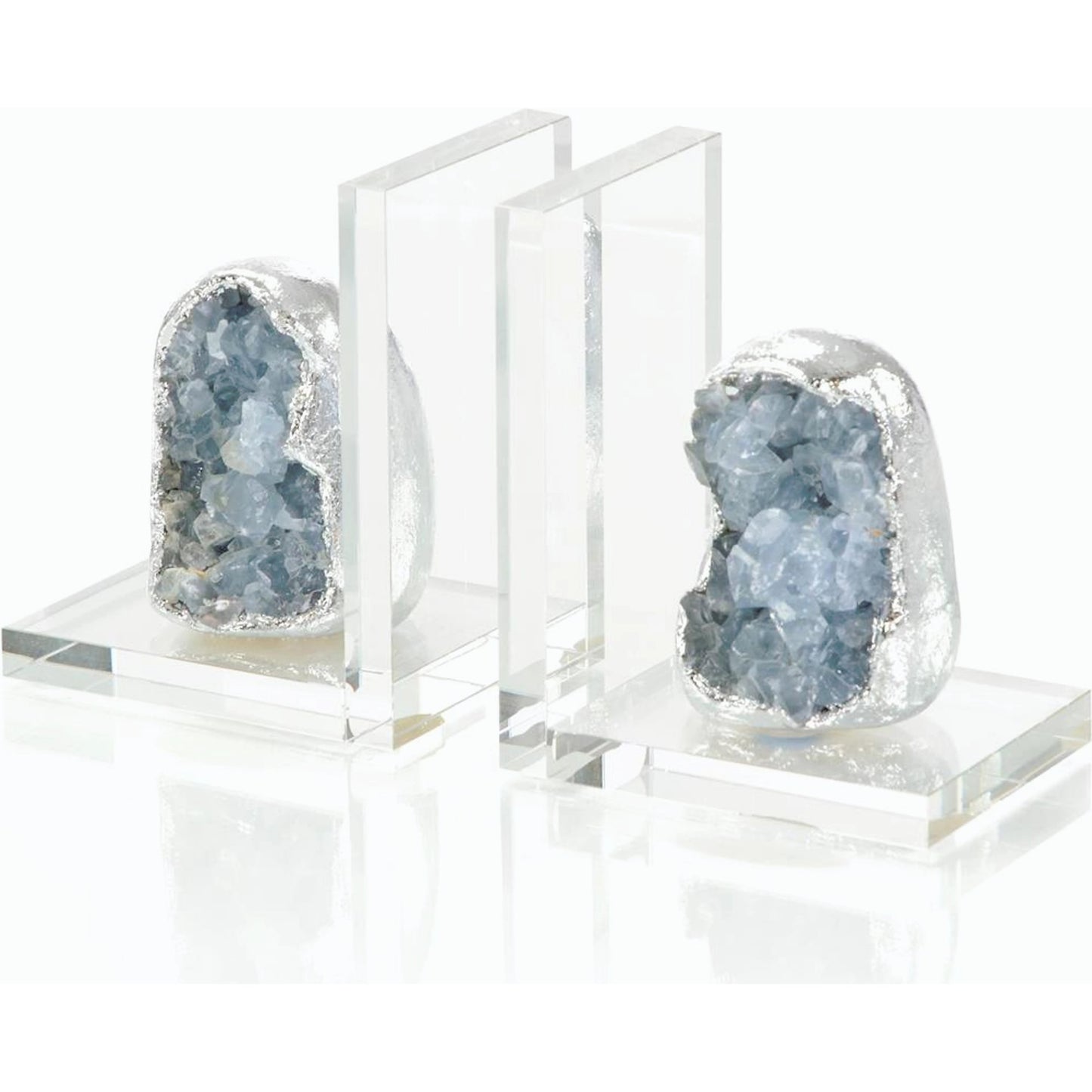 001 SI-2171553 | Primary Silo | Set of Two Silver Geode Bookends by John-Richard. Made from unique in a modern style.