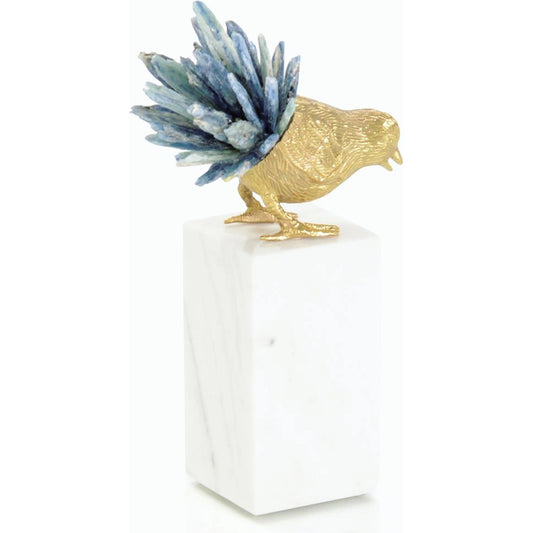 Brass Bird and Cyanite Sculpture by John-Richard. Made from unique in a modern style.