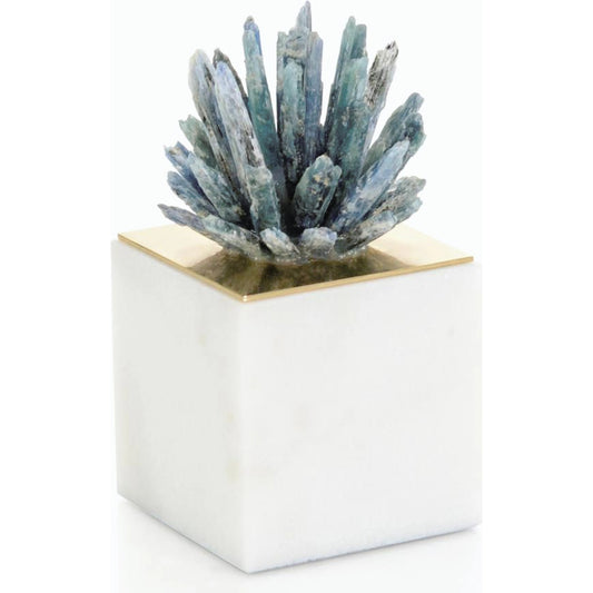 Cyanite Starburst on Marble Sculpture by John-Richard. Made from unique in a modern style.