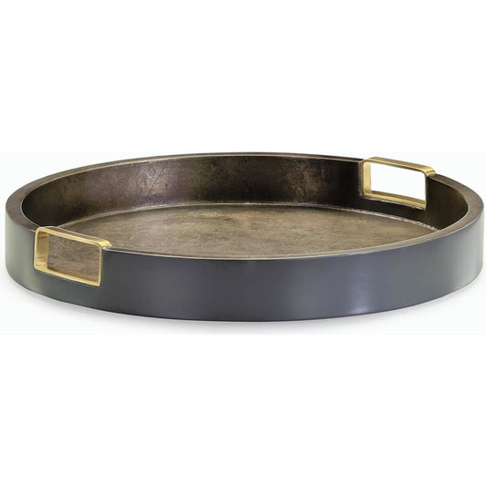 Round Tenebra Tray with Brass Handles by John-Richard. Made from unique in a modern style.
