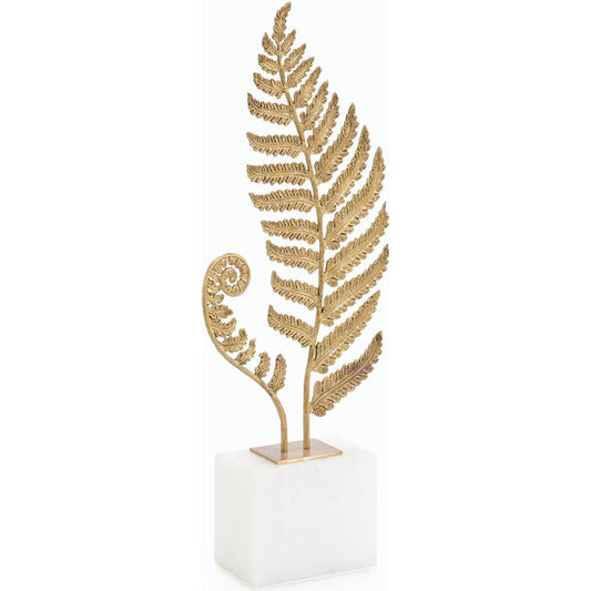 Brass Frond Sculpture on Alabaster Base by John-Richard. Made from unique in a modern style.