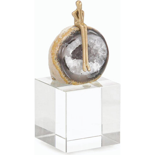 Agate Philosopher Sculpture on Crystal Base by John-Richard. Made from unique in a modern style.