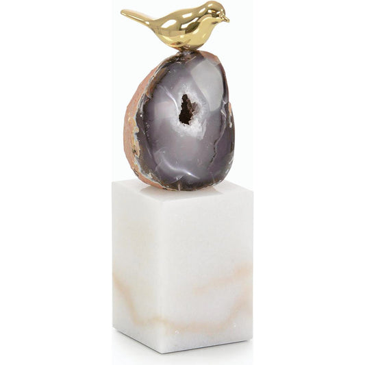 Agate Roost Sculpture on Marble Base by John-Richard. Made from unique in a modern style.