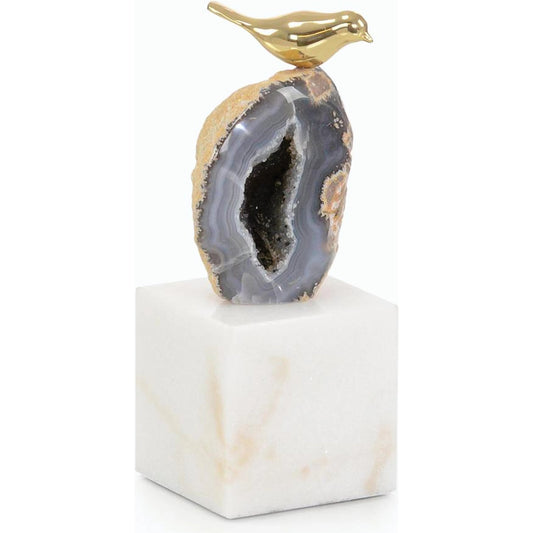 Agate Roost Sculpture on Marble Base by John-Richard. Made from unique in a modern style.