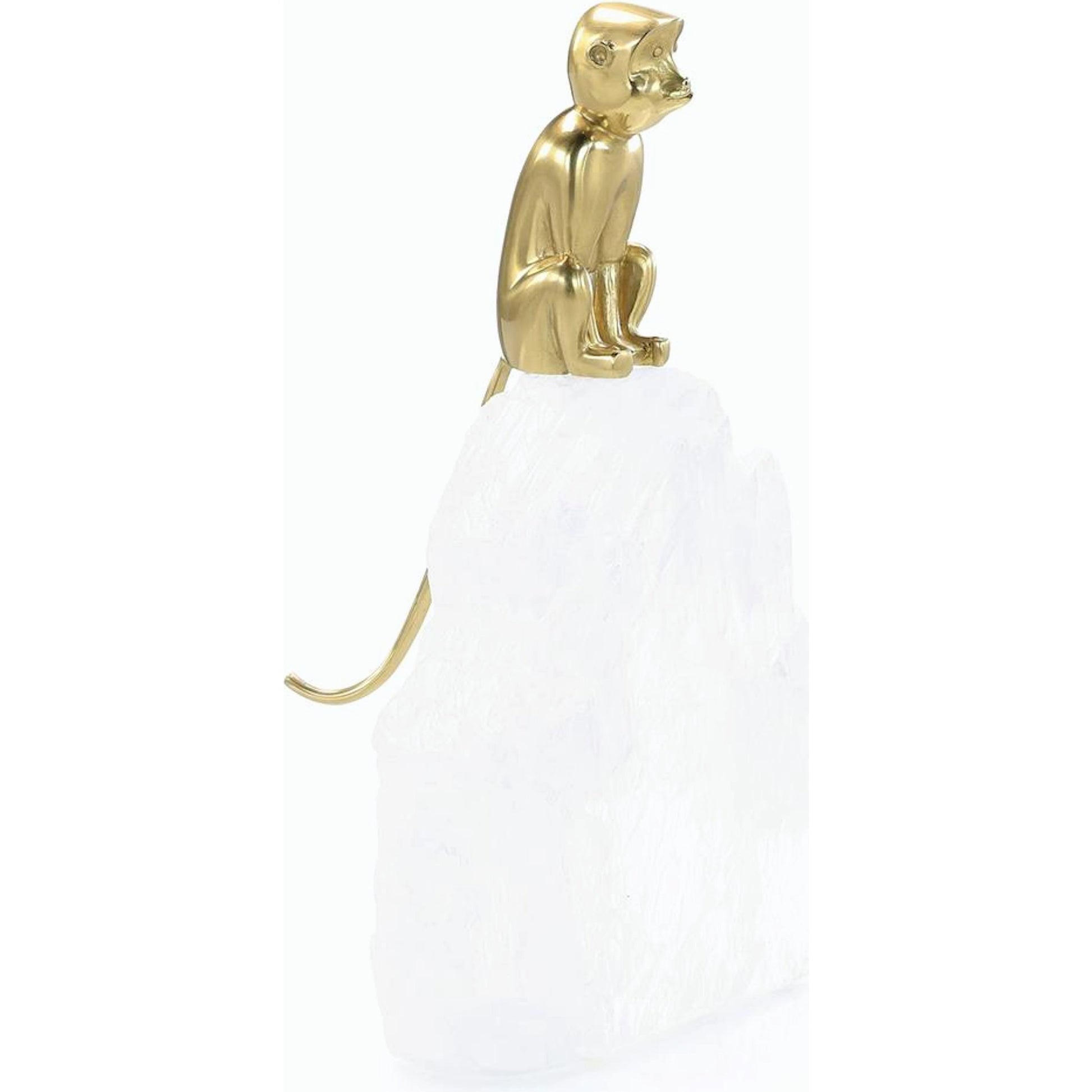 Brass Monkey Sculpture on Selenite by John-Richard. Made from unique in a unique style.