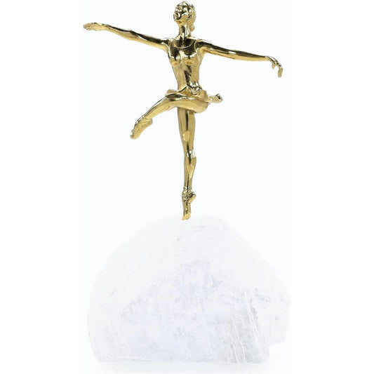 Brass Dancer Sculpture on Selenite I by John-Richard. Made from unique in a modern style.