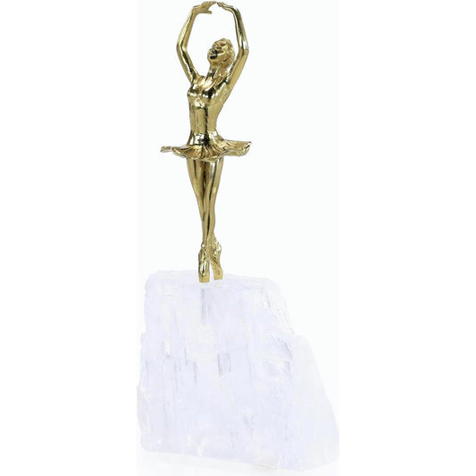 Brass Dancer Sculpture on Selenite II by John-Richard. Made from unique in a modern style.