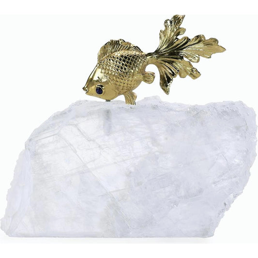Fantail Goldfish Sculpture on Selenite I by John-Richard. Made from unique in a modern style.