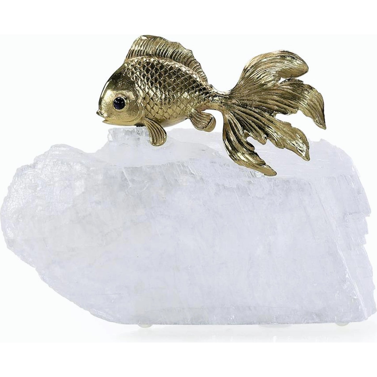 001 SI-2170555 | Primary Silo | Fantail Goldfish Sculpture on Selenite III by John-Richard. Made from unique in a modern style.
