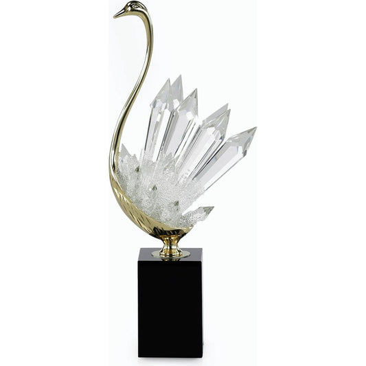 Crystalline Bird Sculpture on Black Base by John-Richard. Made from unique in a modern style.