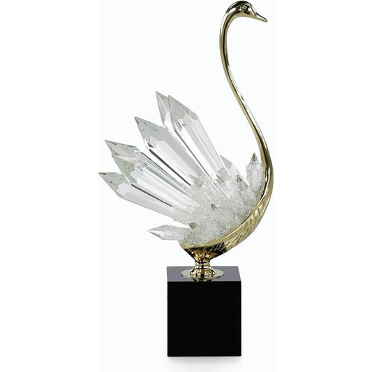 Crystalline Bird Sculpture on Black Base by John-Richard. Made from unique in a modern style.