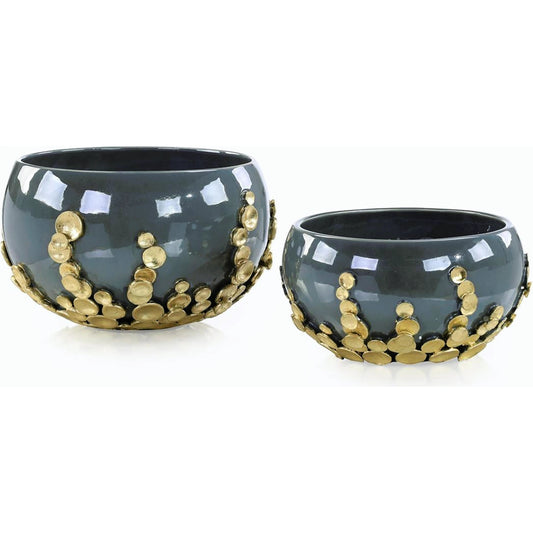 Golden Disc Bowls, Set of 2 by John-Richard. Made from unique in a modern style.