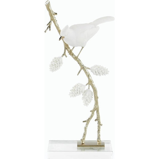 Porcelain Bird Sculpture on Pine Branch II by John-Richard. Made from unique in a modern style.