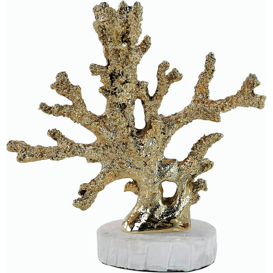 Brass Coral Candleholder on Selenite Base by John-Richard. Made from unique in a modern style.