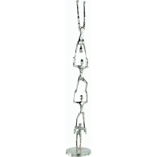 Gymnast Tower Sculpture by John-Richard in nickel. Made from unique in a modern style.