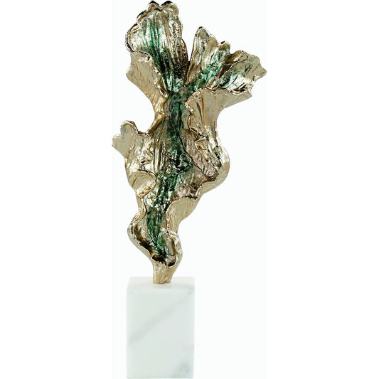 Gleaming Leaf Sculpture on Marble Base by John-Richard. Made from unique in a modern style.