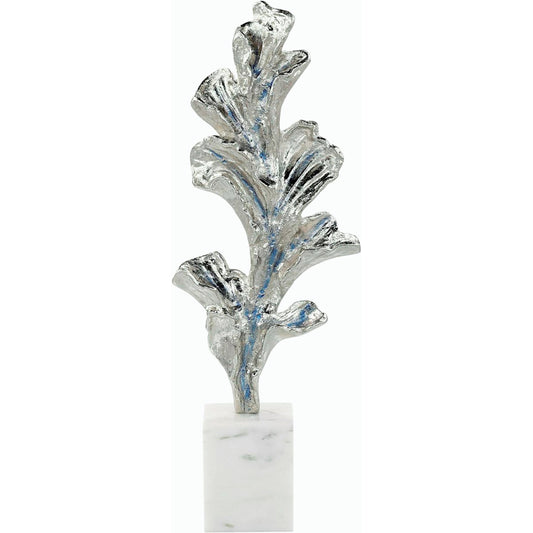 Gleaming Leaf Sculpture on Marble Base by John-Richard. Made from unique in a modern style.