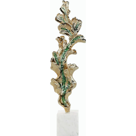 Gleaming Leaf Sculpture on Marble Base by John-Richard. Made from unique in a modern style.