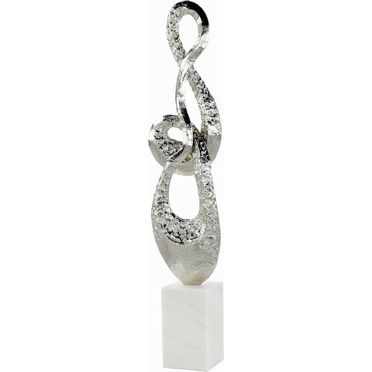 Coiled Metal Sculpture on Marble Base by John-Richard in silver. Made from unique in a modern style.