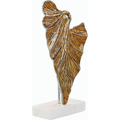 Standing Leaf Sculpture on Marble Base by John-Richard in blue. Made from unique in a modern style.