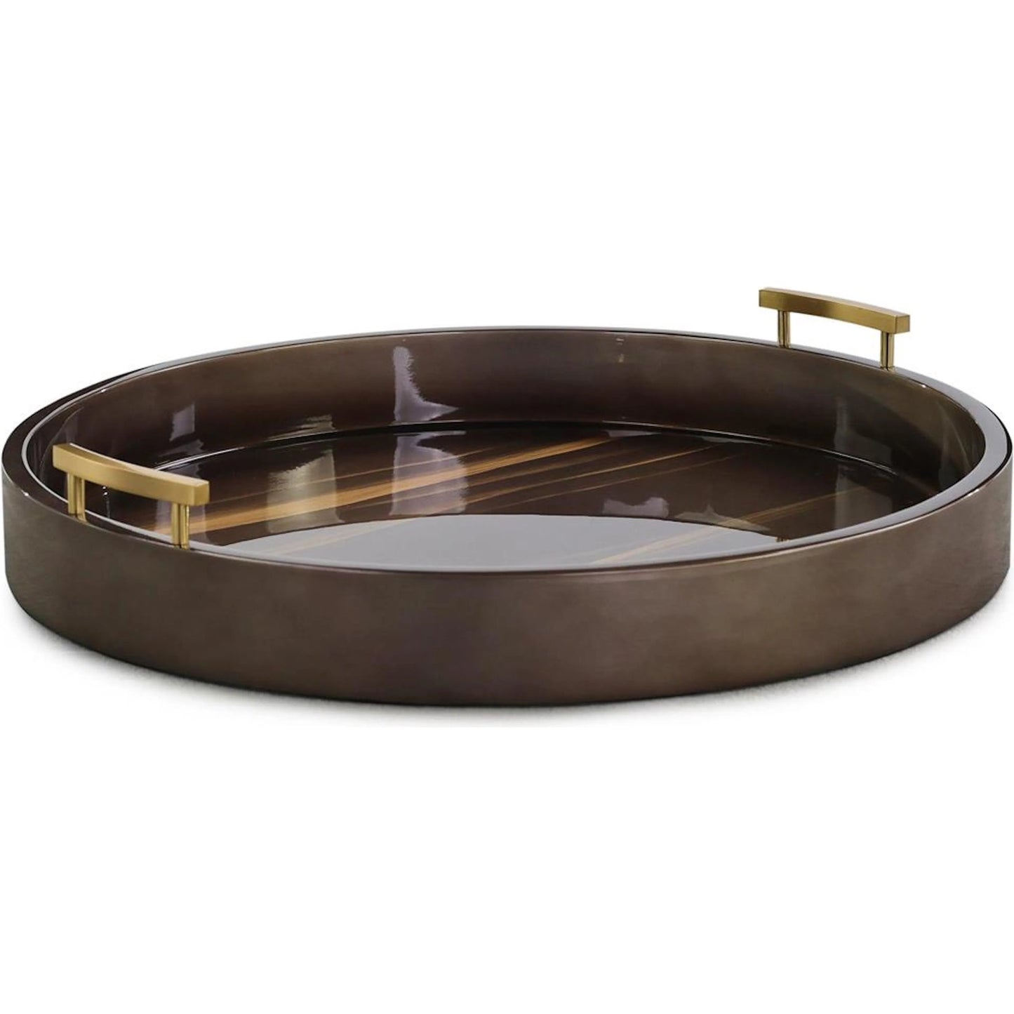 001 SI-2373424 | Primary Silo | Java Tray by John-Richard in coffee, brushed brass. Made from unique in a traditional style.