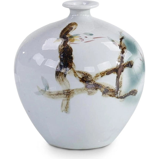 Painted Grove Vase III by John-Richard in white. Made from unique in a unique style.