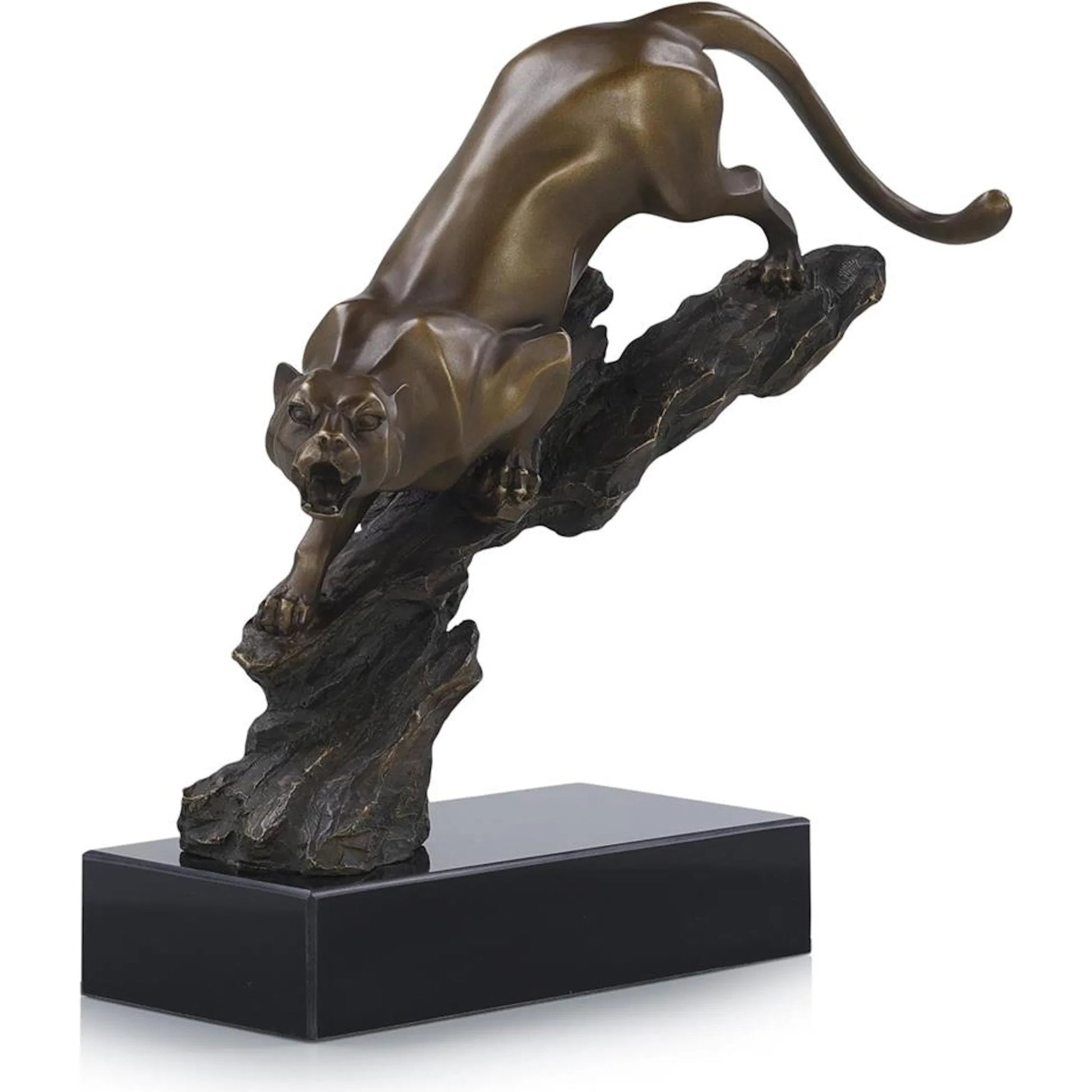 Perched Predator Sculpture on Marble Base by John-Richard in dark brass. Made from unique in a eclectic & global style.