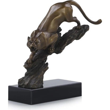 Perched Predator Sculpture on Marble Base by John-Richard in dark brass. Made from unique in a eclectic & global style.