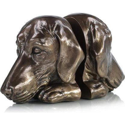 Dachshund Bookends (Set of 2) by John-Richard in bronze and bronzed. Made from metal in a modern style.
