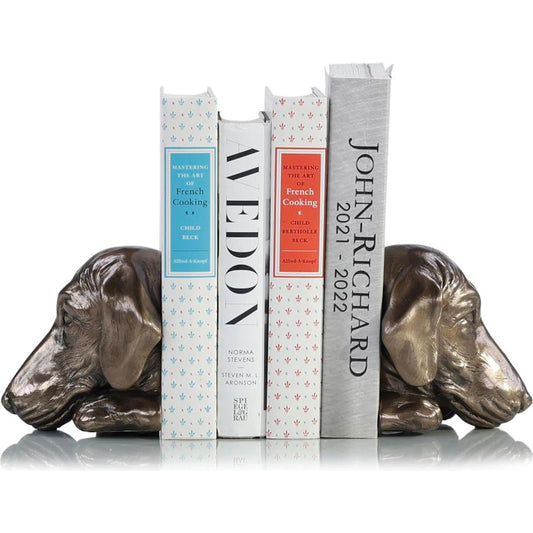 Dachshund Bookends (Set of 2) by John-Richard in bronze and bronzed. Made from metal in a modern style.