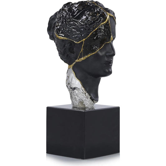 Fragmented Bust on Marble Base by John-Richard in black, gold. Made from unique in a unique style.