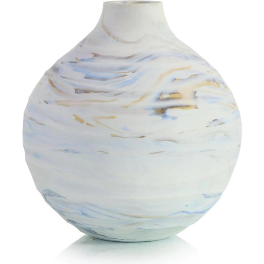 Twirling Vapors Vase, Large by John-Richard in white, blue, yellow. Made from unique in a unique style.