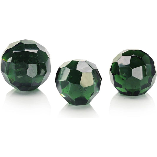 Green Cut Glass Orbs (Set of 3) by John-Richard in green. Made from unique in a unique style.