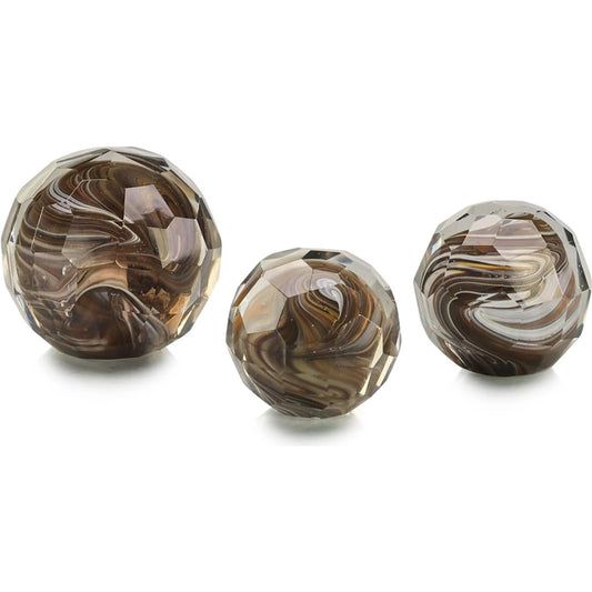 Amber Cut Glass Orbs, Set of 3 (Set of 3) by John-Richard in amber, brown. Made from art glass in a unique style.