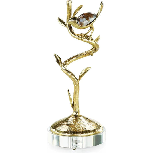 Nested Stone Bird Sculpture I by John-Richard in polished brass. Made from unique in a unique style.