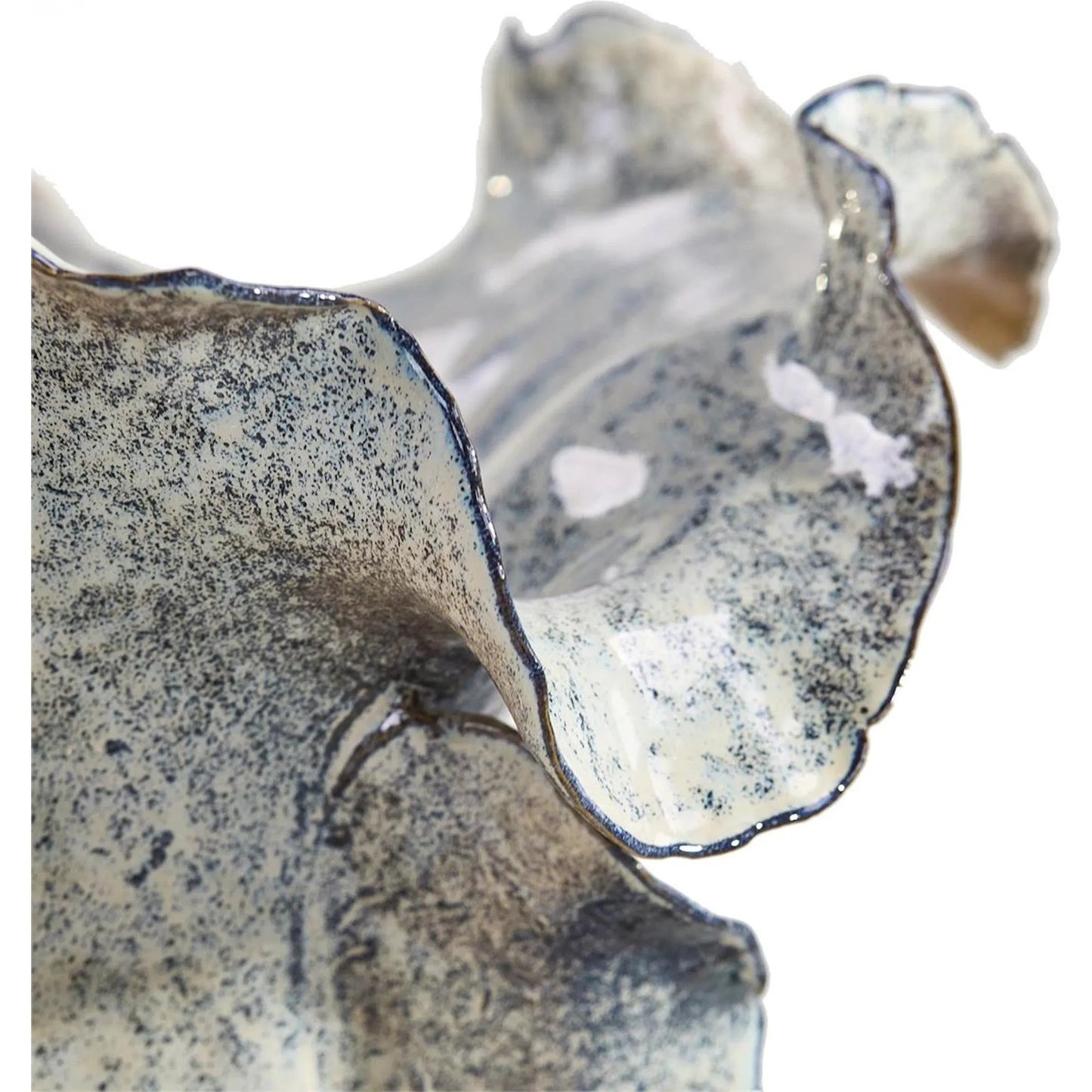 003 SI-2374127 | Closeup | Waved Porcelain Vase by John-Richard in white. Made from unique in a coastal style.