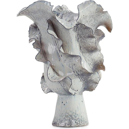 Waved Porcelain Vase by John-Richard in white. Made from unique in a coastal style.