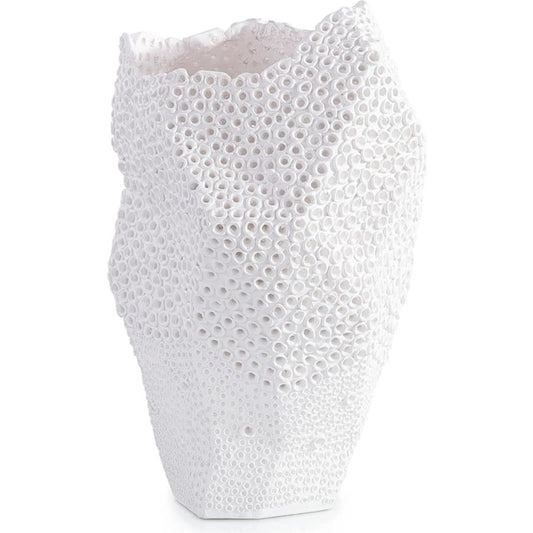 Punctured Porcelain Vase by John-Richard in white. Made from unique in a unique style.