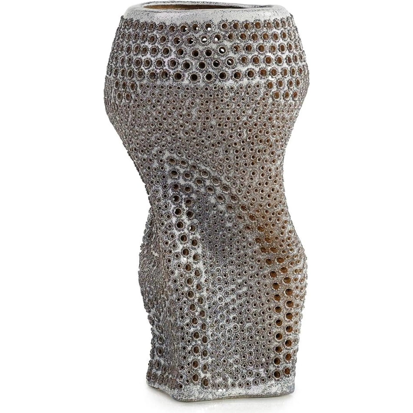 001 SI-2373707 | Primary Silo | Perforated Porcelain Vase by John-Richard in silver. Made from unique in a eclectic & global style.