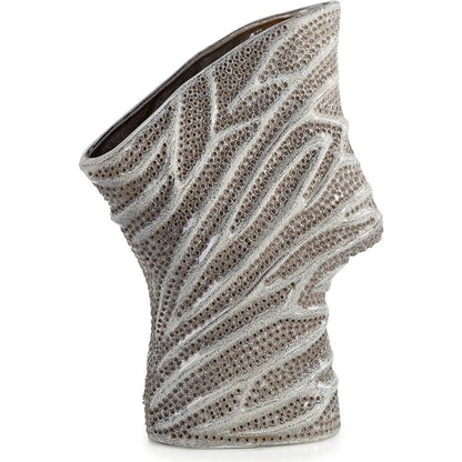 Porcelain Mesh Vase by John-Richard in silver. Made from unique in a eclectic & global style.