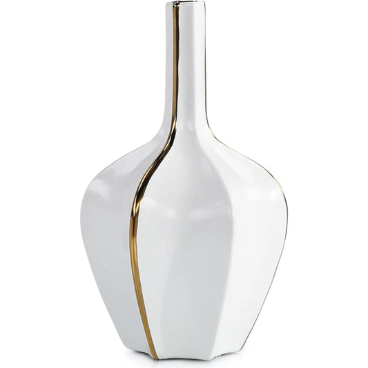 Golden Stripe Vase, Large by John-Richard in white. Made from unique in a unique style.