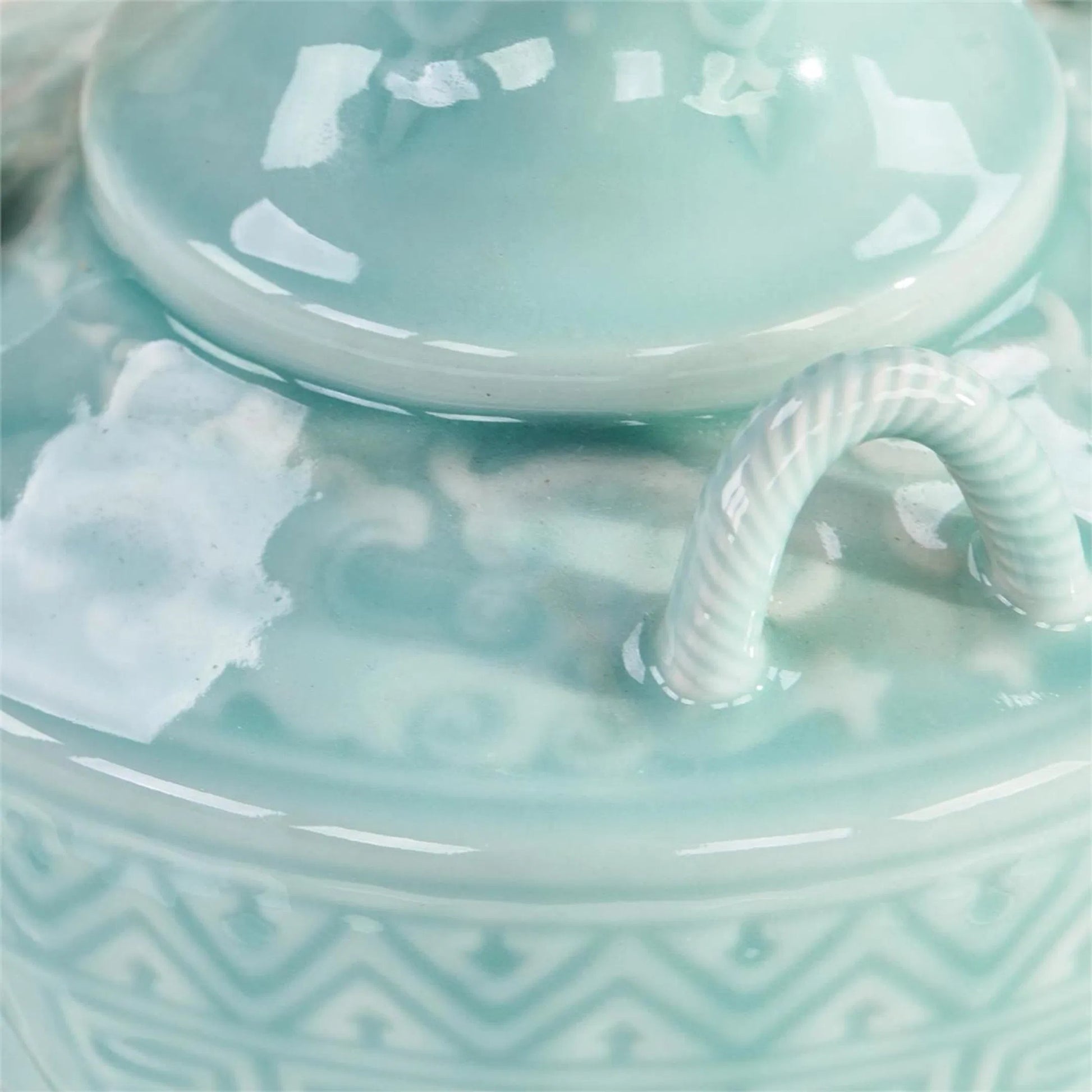 Meandros Vase, Large by John-Richard in sky blue. Made from unique in a traditional style.