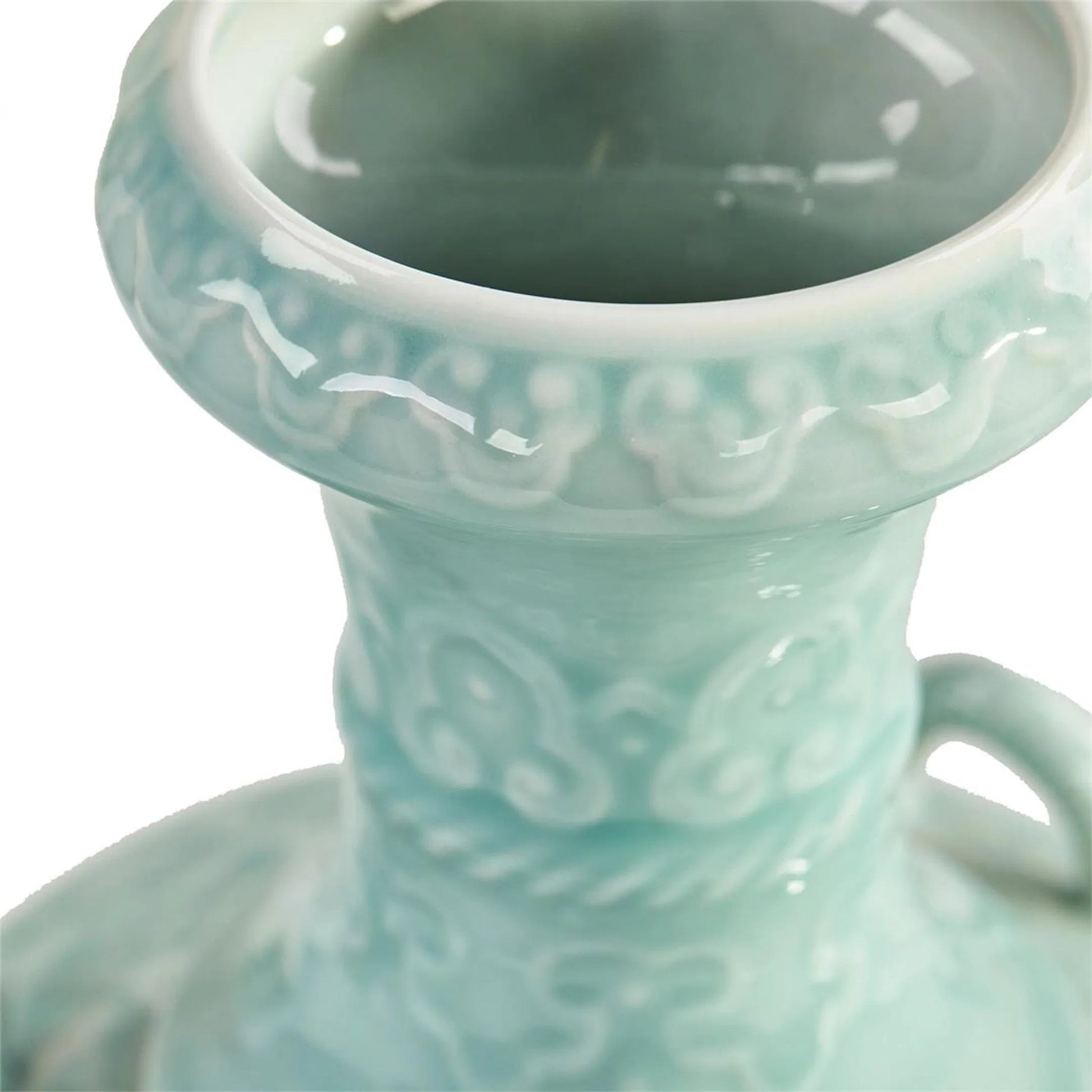 Meandros Vase, Large by John-Richard in sky blue. Made from unique in a traditional style.