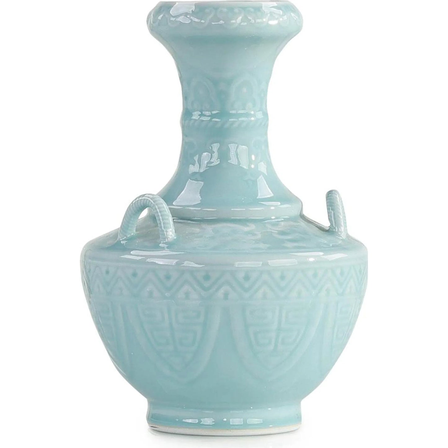 001 SI-2373567 | Primary Silo | Meandros Vase, Large by John-Richard in sky blue. Made from unique in a traditional style.