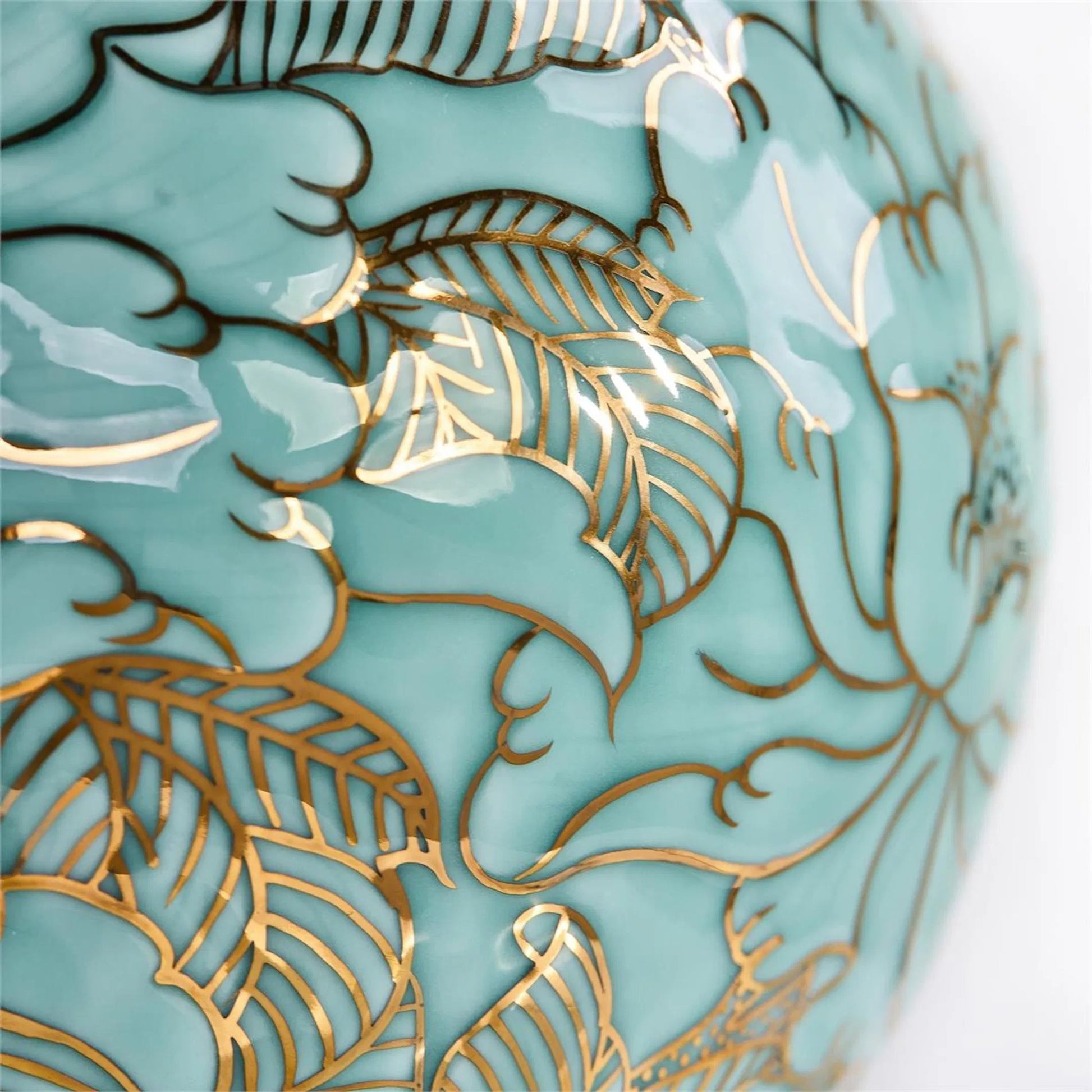 Turquoise Florals Vase by John-Richard in turquoise. Made from unique in a traditional style.