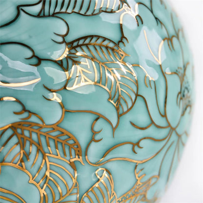 Turquoise Florals Vase by John-Richard in turquoise. Made from unique in a traditional style.
