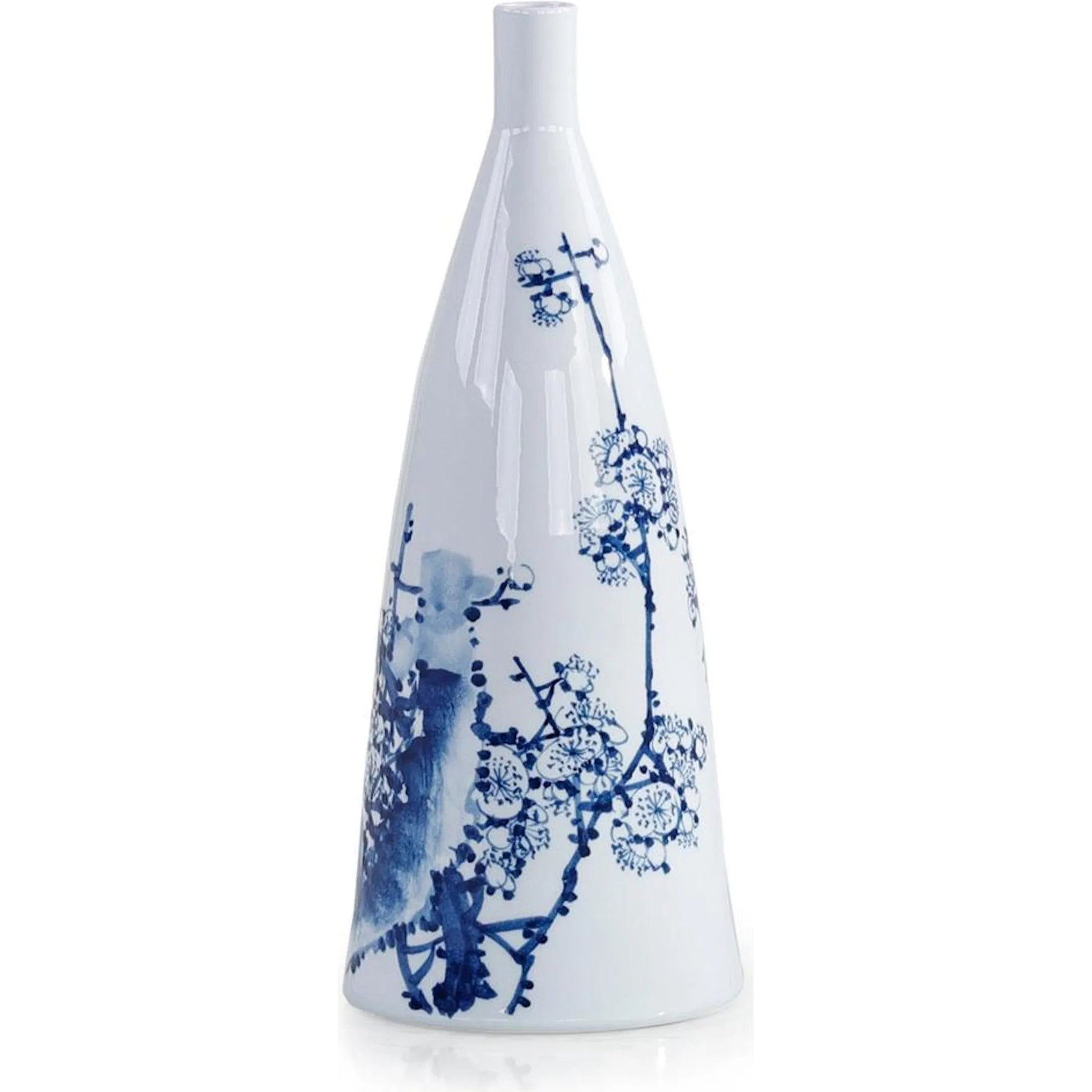 Coalescent Vase by John-Richard in white, dark blue, light blue and glazed. Made from porcelain in a traditional style.