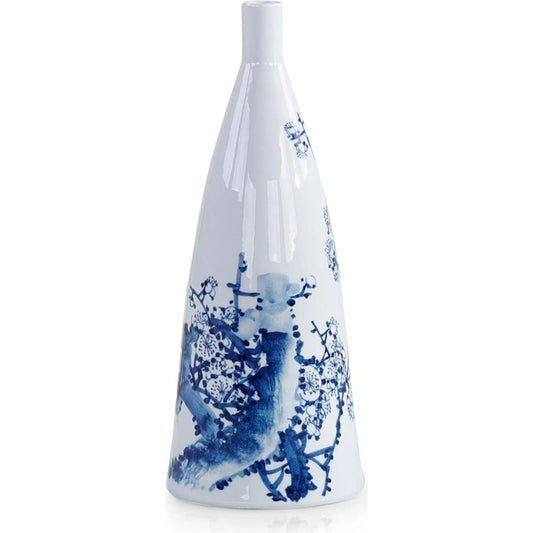 Coalescent Vase by John-Richard in white, dark blue, light blue and glazed. Made from porcelain in a unique style.